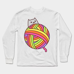 Yarn Ball Cat Long Sleeve T-Shirt